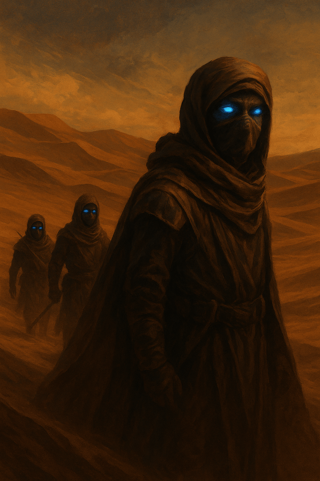 Fremen con ojos azules en el desierto de Arrakis