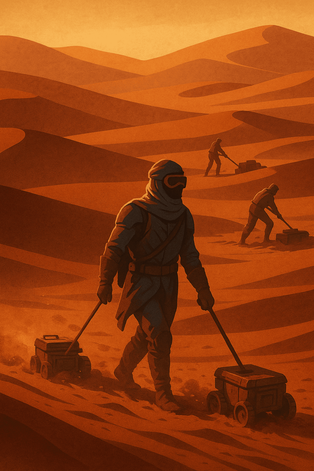 Recolección de especia en el desierto de Dune