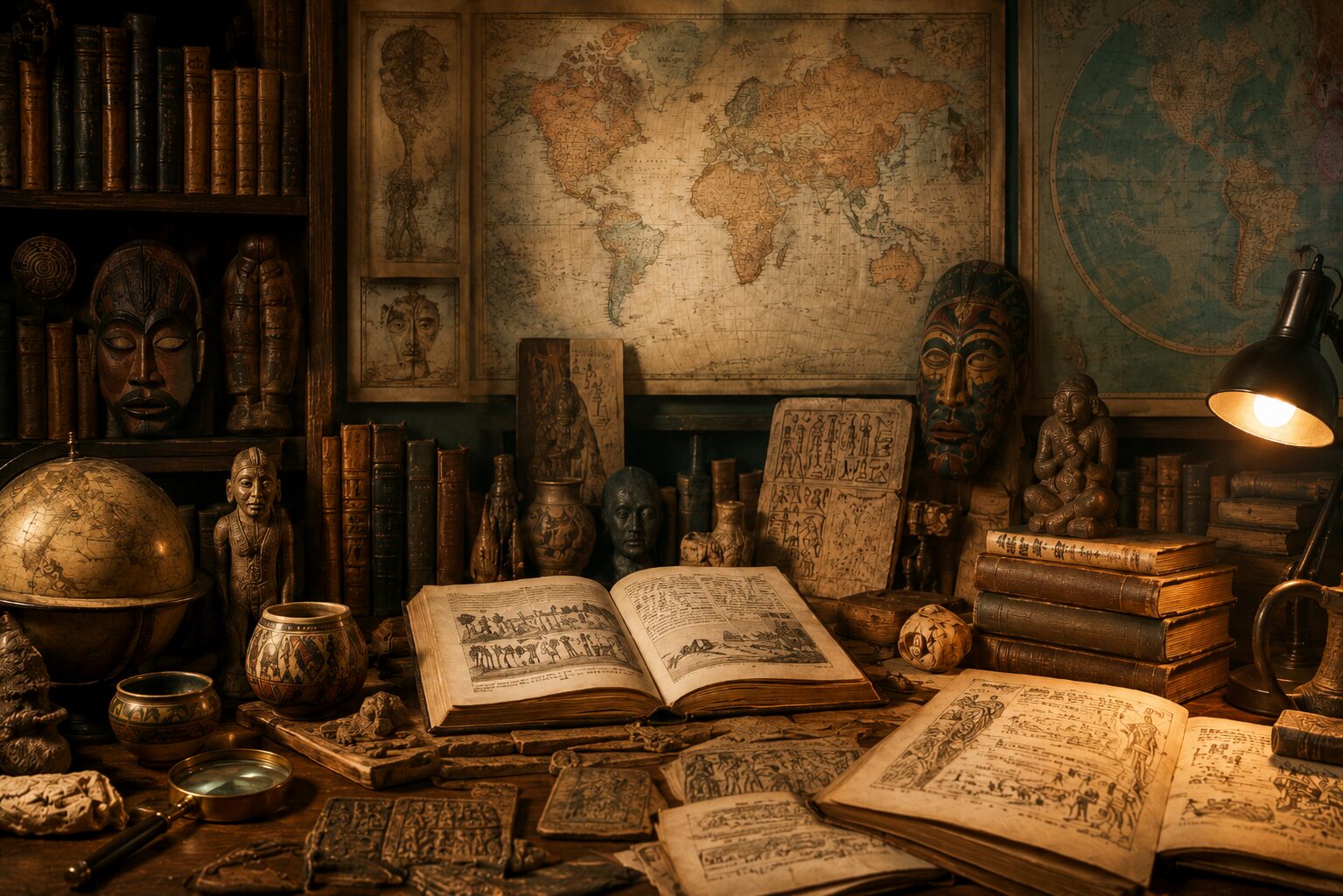 Sala de estudio antropológico evocando el mundo de Le Guin
