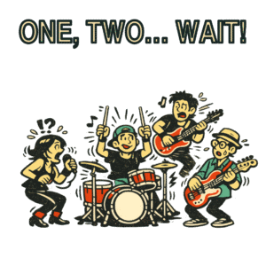 One, Two... Wait! — Camiseta Batería Músico
